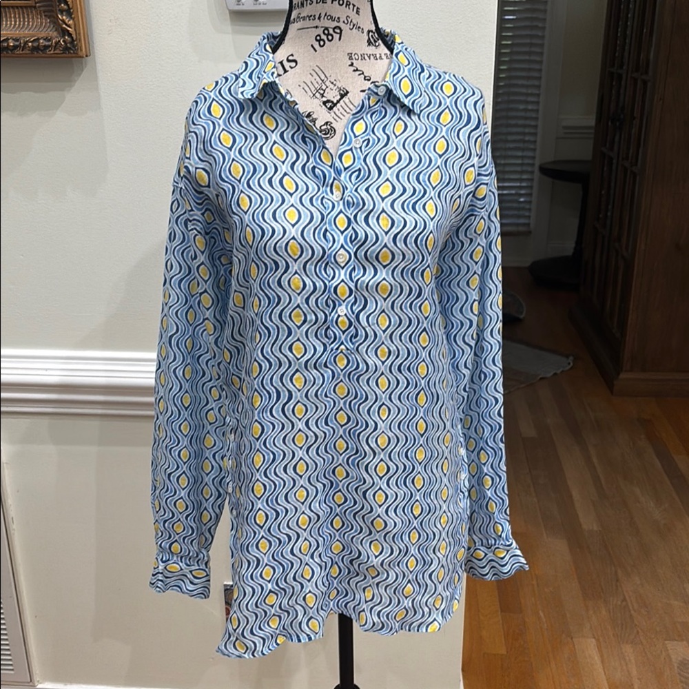 Blue and Yellow Patterned women’s blouse